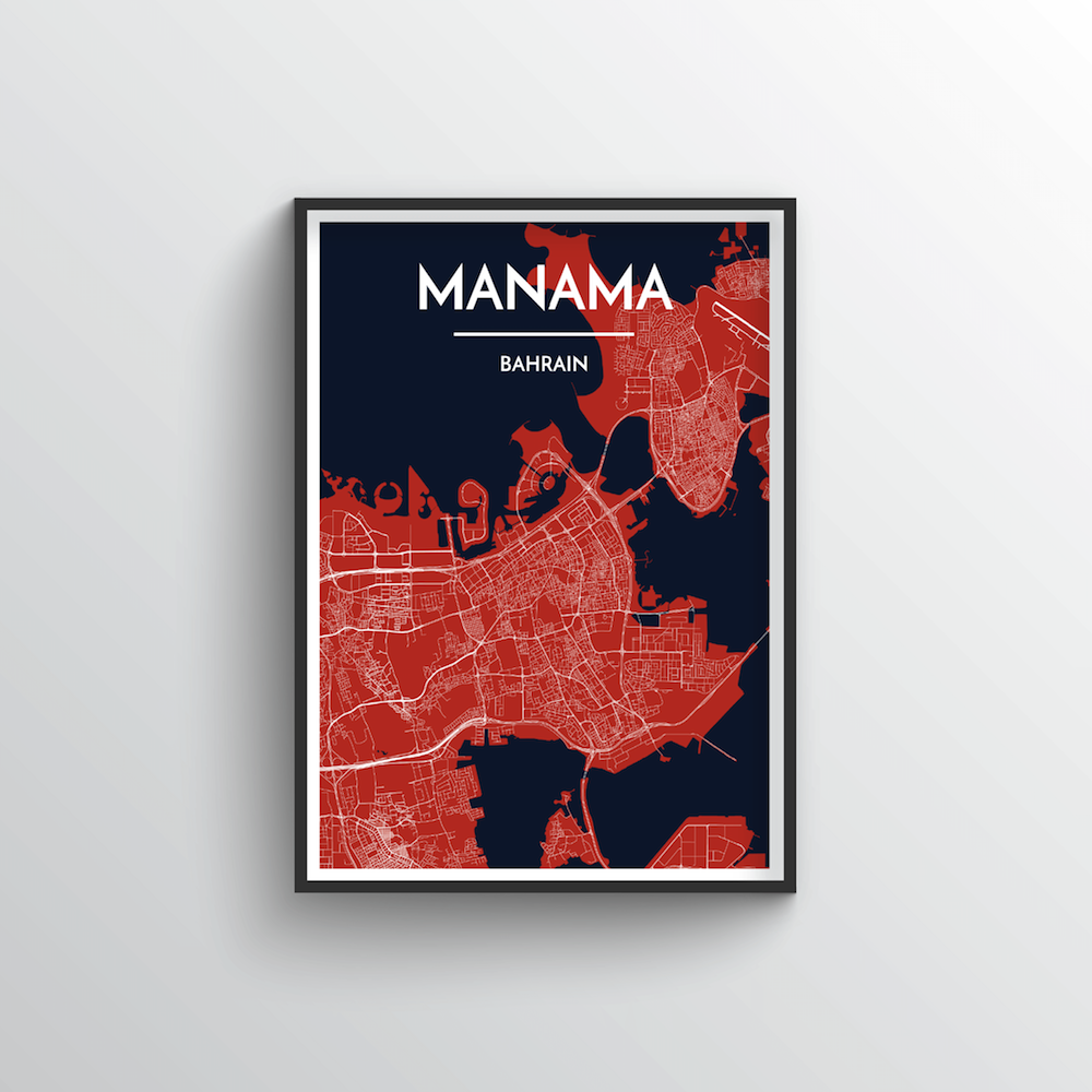 Manama Map Art Print - Point Two Design