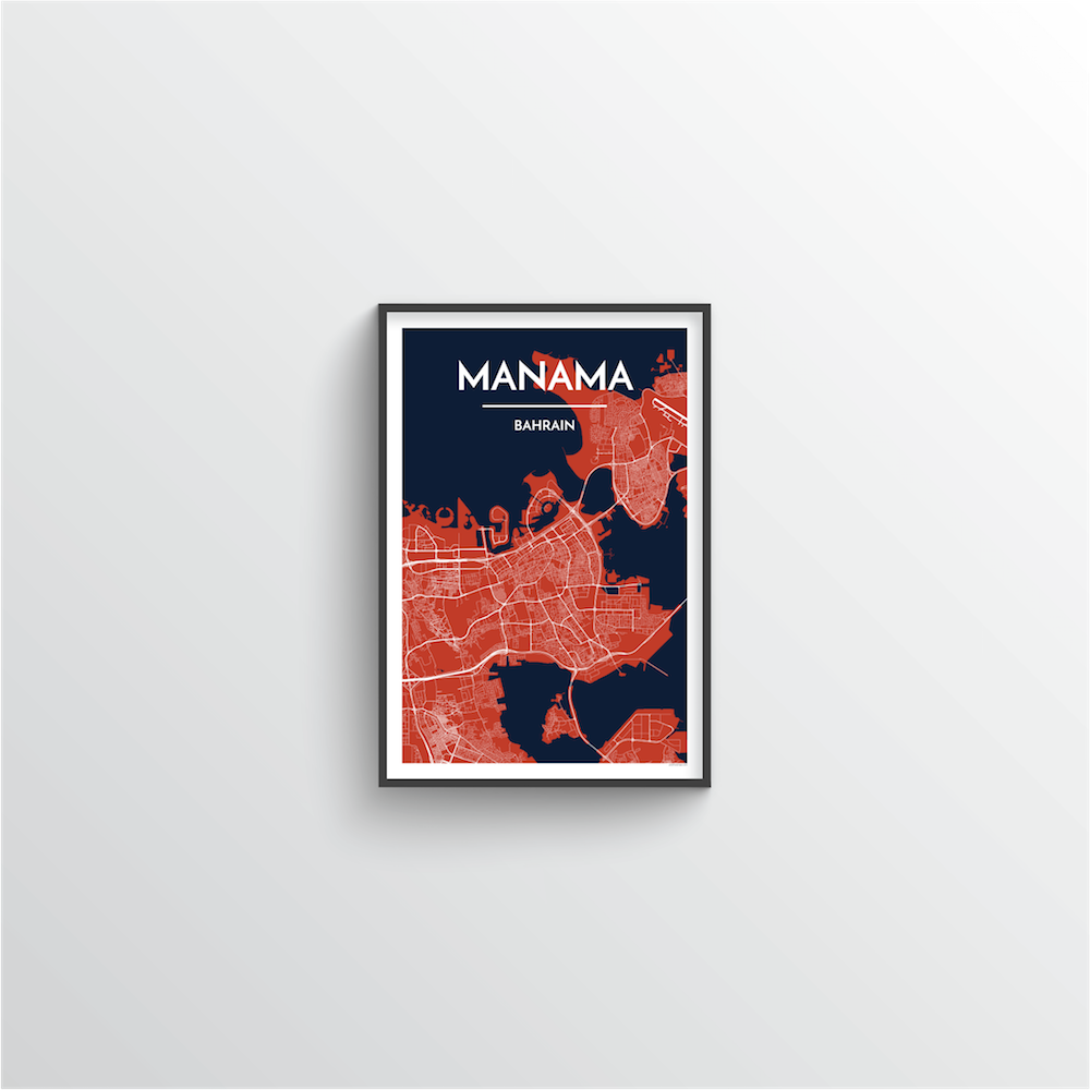 Manama Map Art Print - Point Two Design