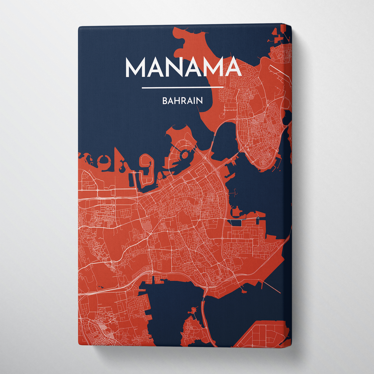 Manama Map Art Print Map Canvas Wrap - Point Two Design