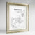 Framed Manama Map Art Print 24x36" Champagne frame Point Two Design Group