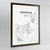 Framed Manama Map Art Print 24x36" Contemporary Walnut frame Point Two Design Group