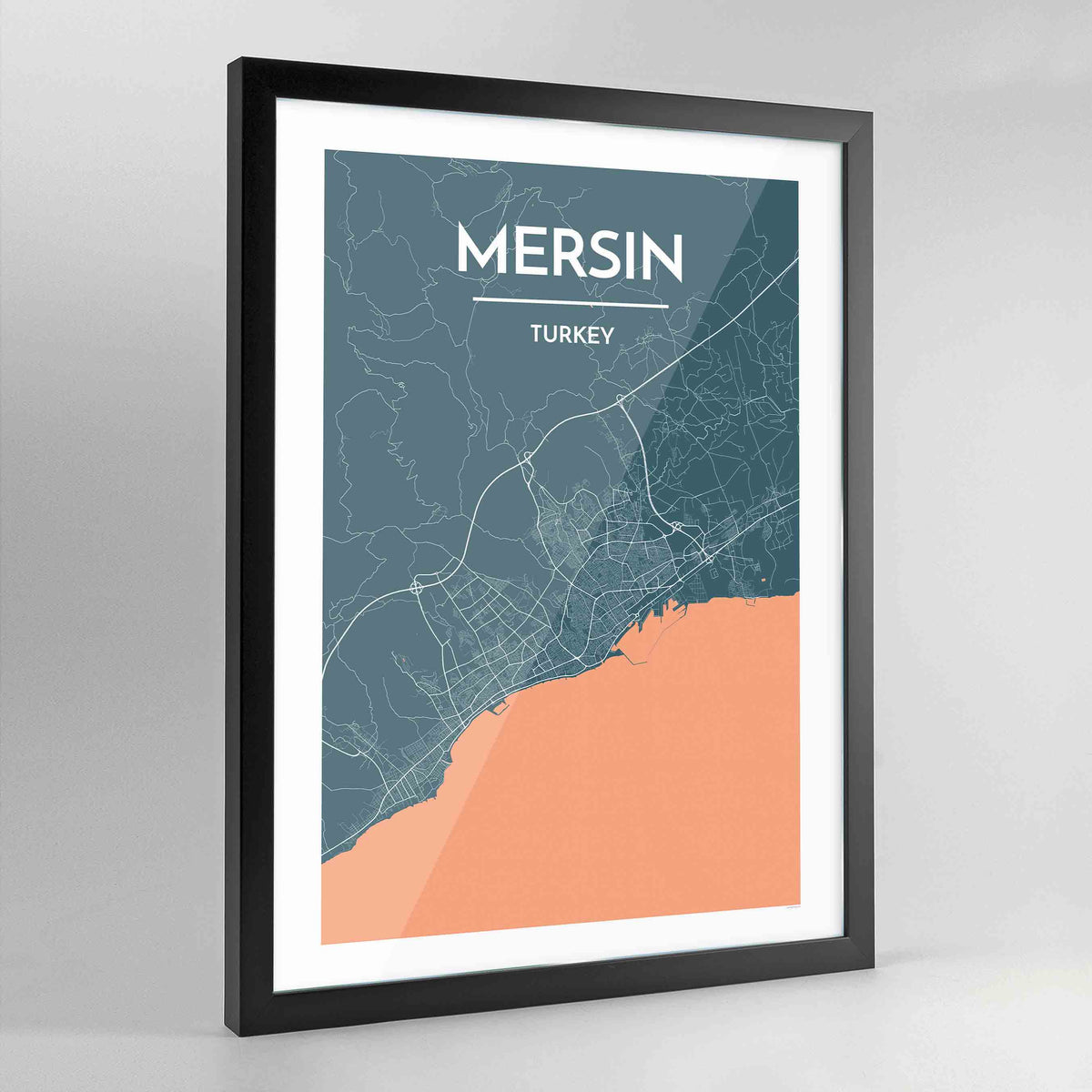 Framed Mersin City Map Art Print - Point Two Design