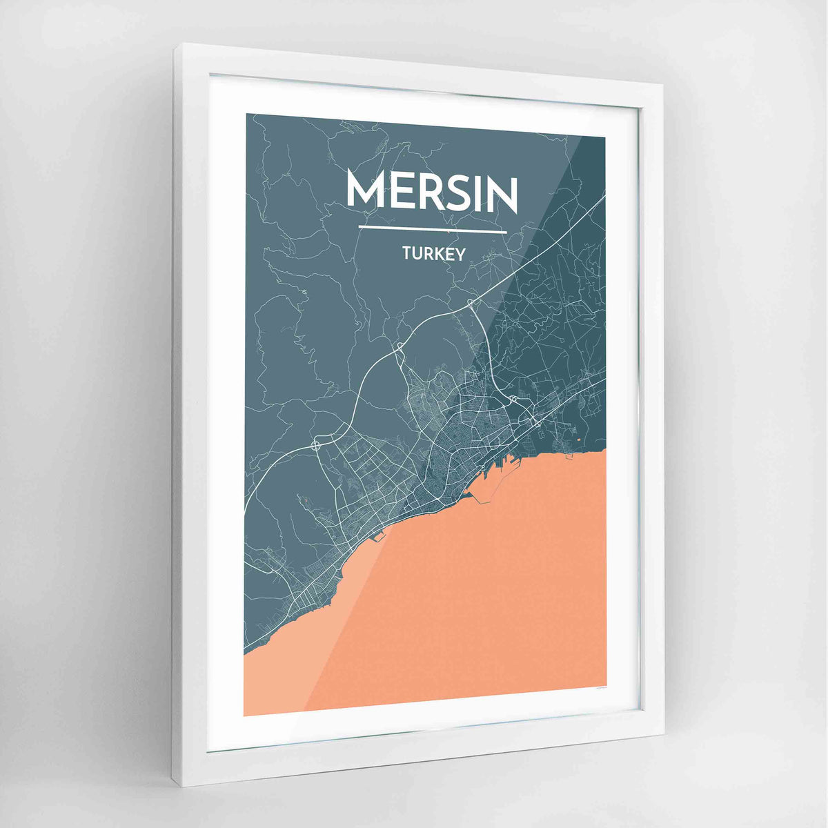 Mersin Map Art Print - Framed