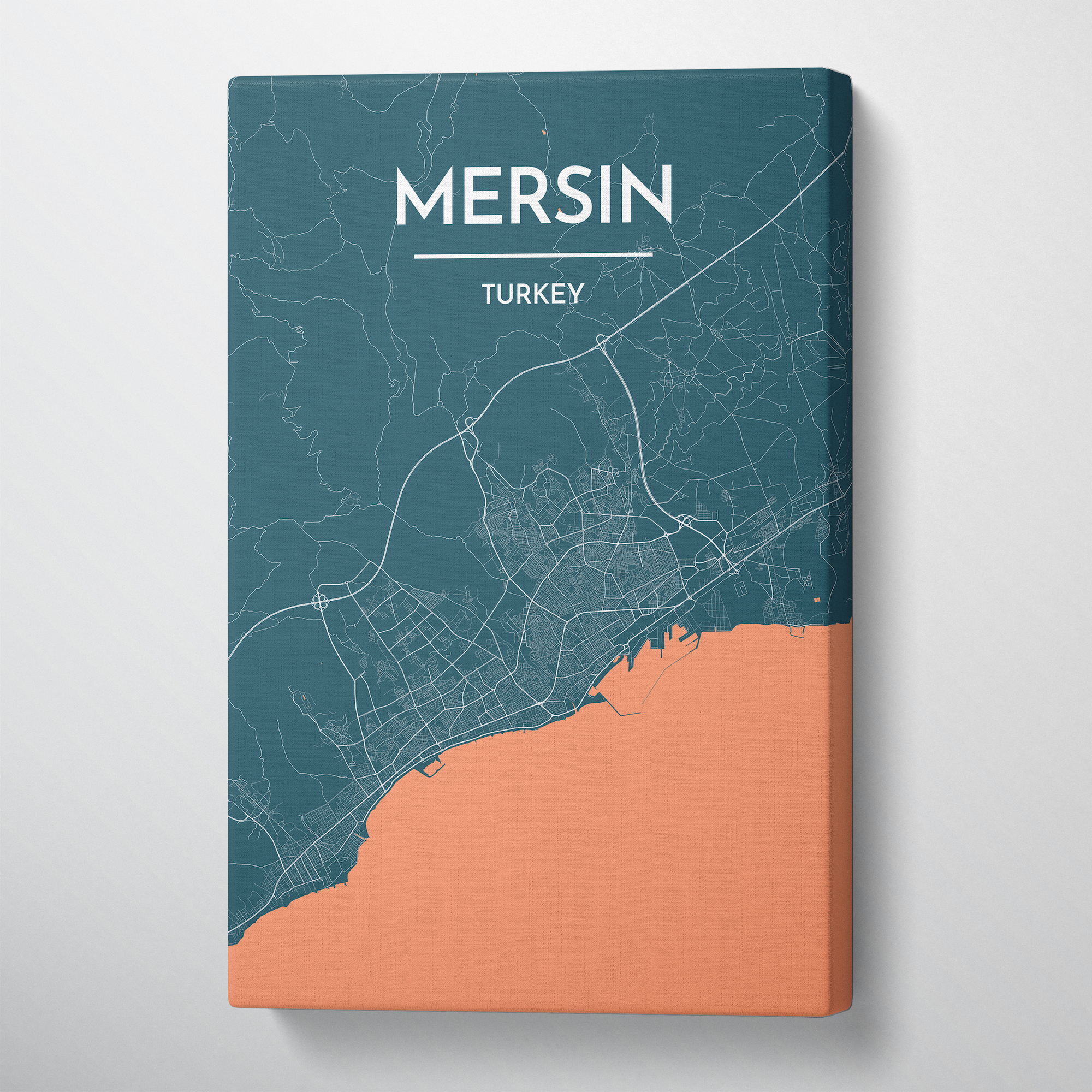 Mersin Map Art Print Map Canvas Wrap - Point Two Design
