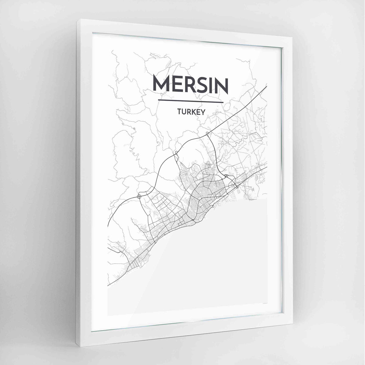 Mersin Map Art Print - Framed
