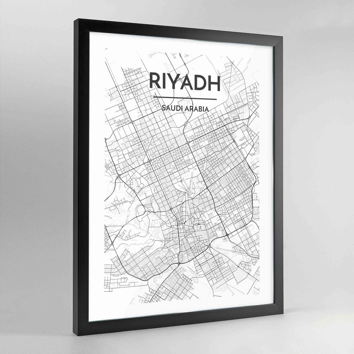 Jeddah Map Art Print - Framed