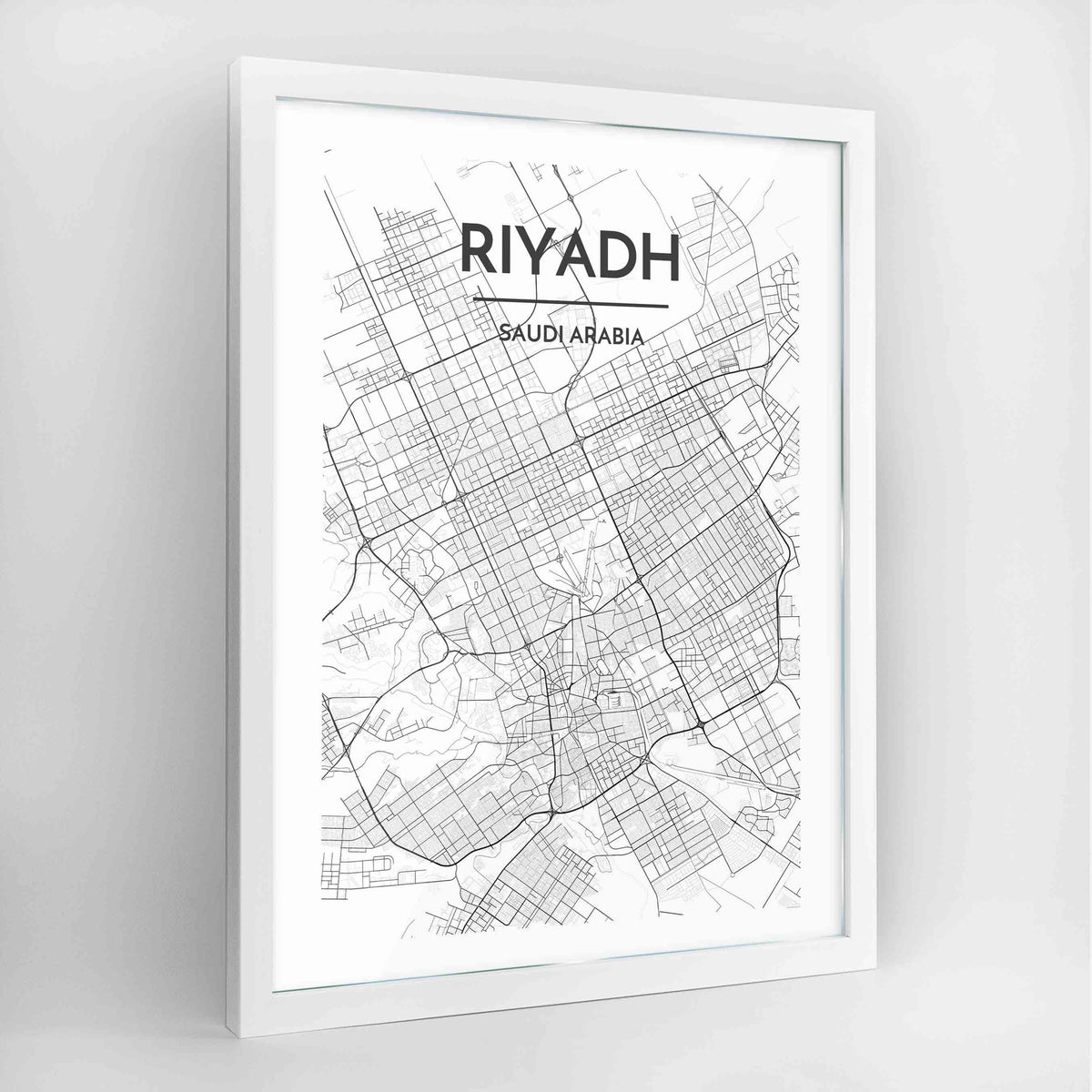 Jeddah Map Art Print - Framed