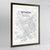 Framed Riyadh Map Art Print 24x36" Contemporary Walnut frame Point Two Design Group