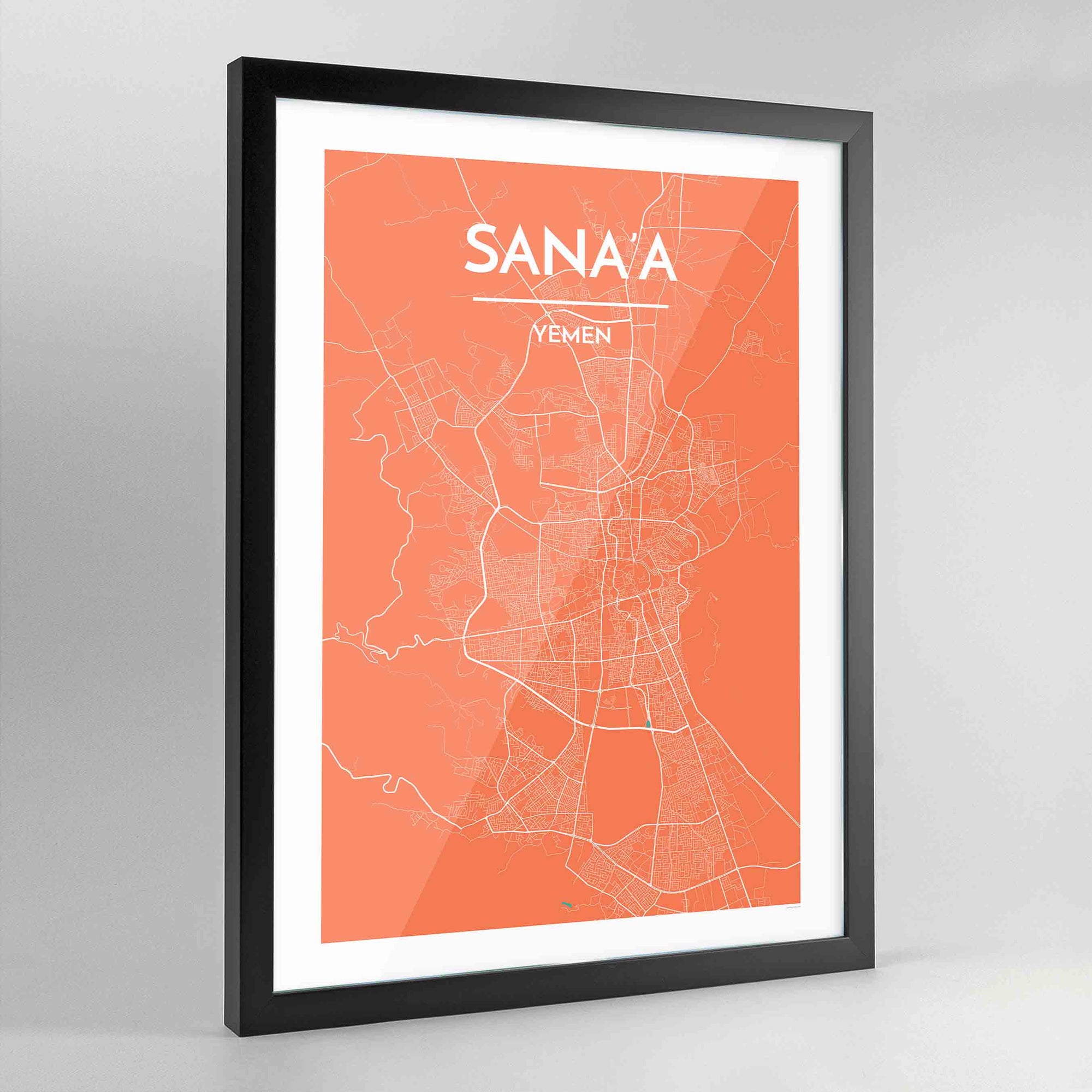 Framed Sana'a City Map Art Print - Point Two Design