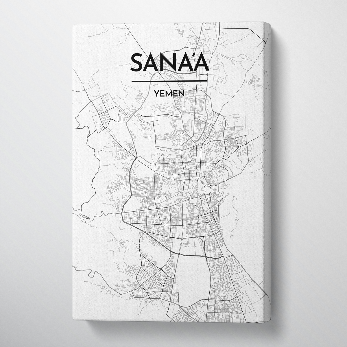 Sana&#39;a Map Art Print Map Canvas Wrap - Point Two Design
