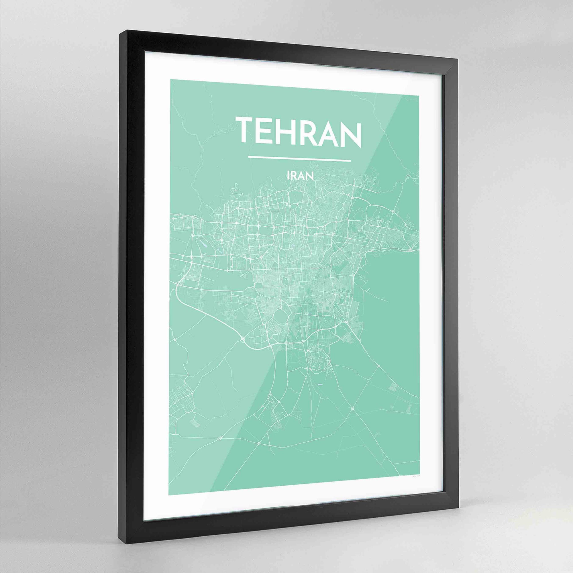 Framed Tehran City Map Art Print - Point Two Design