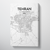 Tehran City Map Canvas Wrap - Point Two Design - Black & White Print