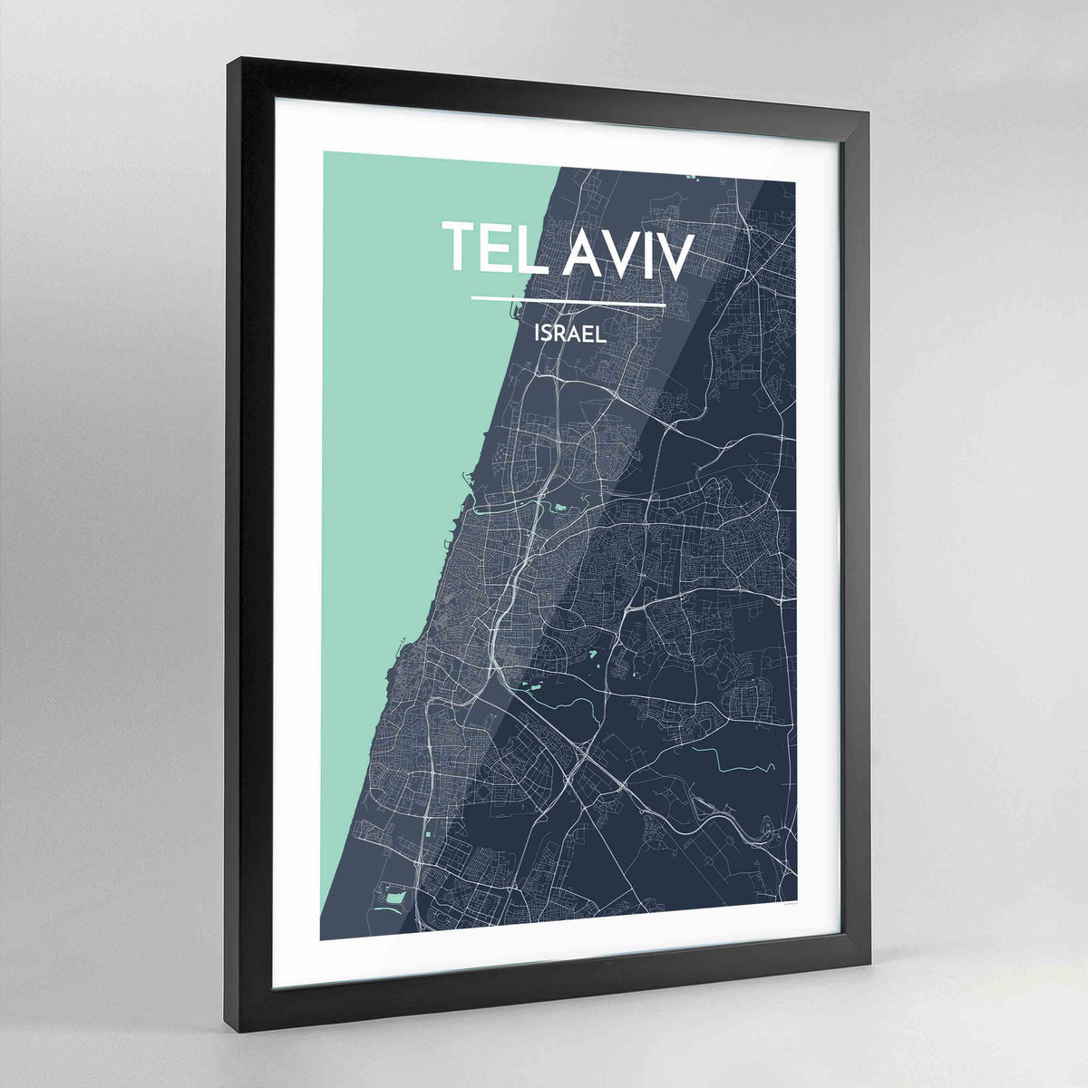 Framed Tel Aviv City Map Art Print - Point Two Design
