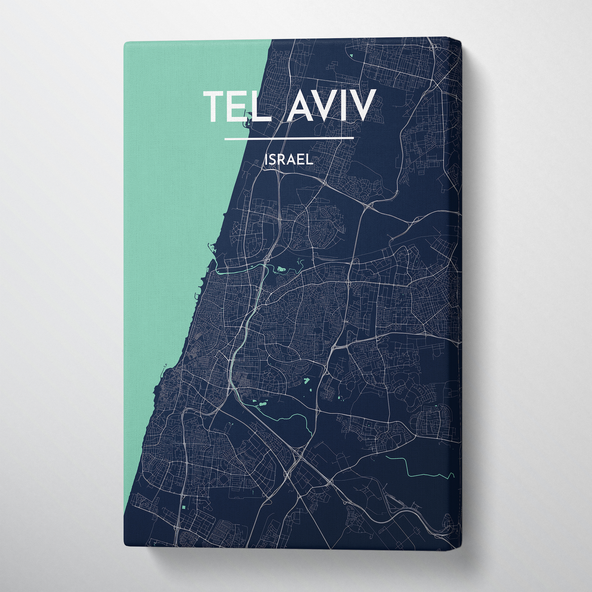 Tel Aviv City Map Canvas Wrap - Point Two Design