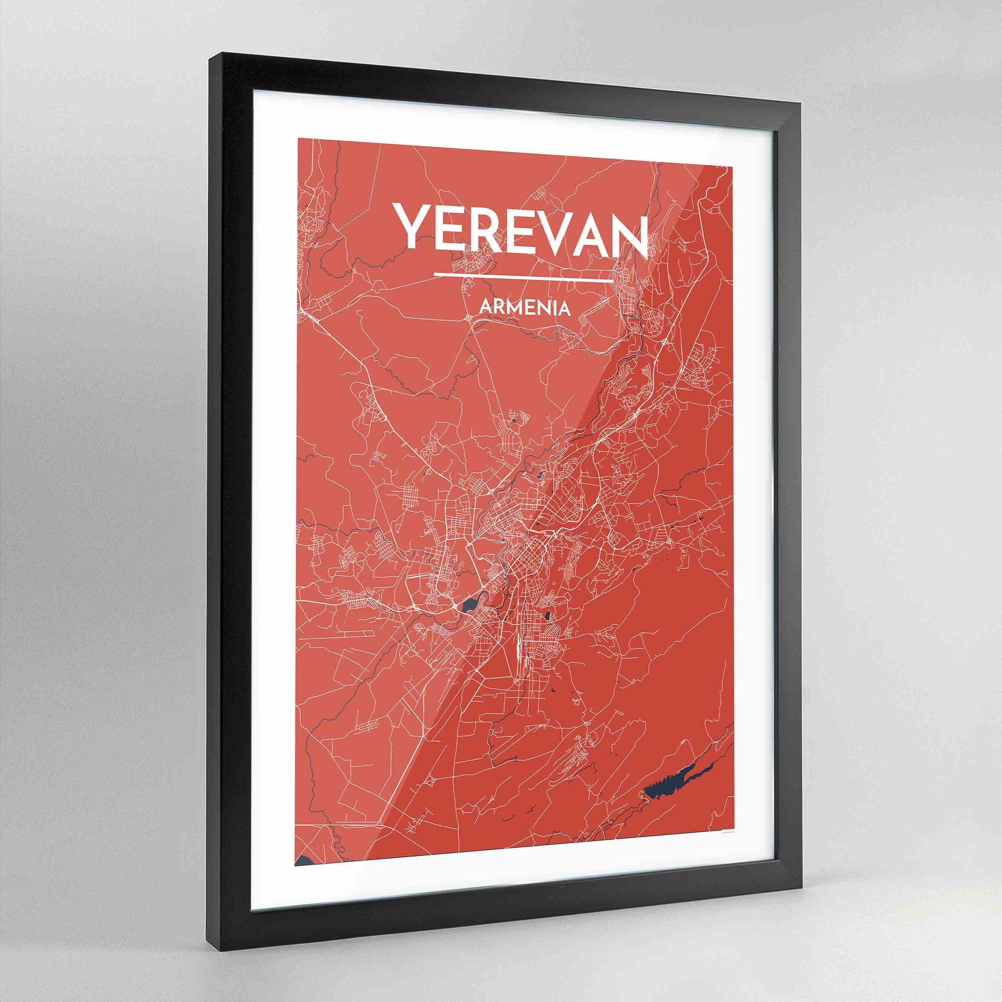 Framed Yerevan City Map Art Print - Point Two Design