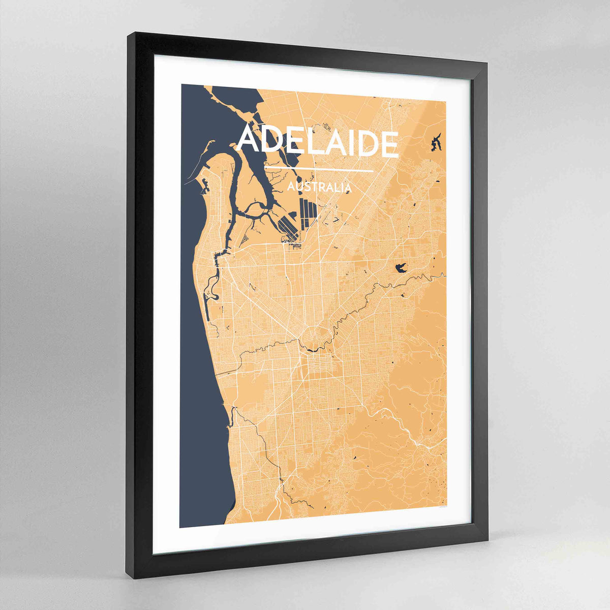 Framed Adelaide Map Art Print - Point Two Design