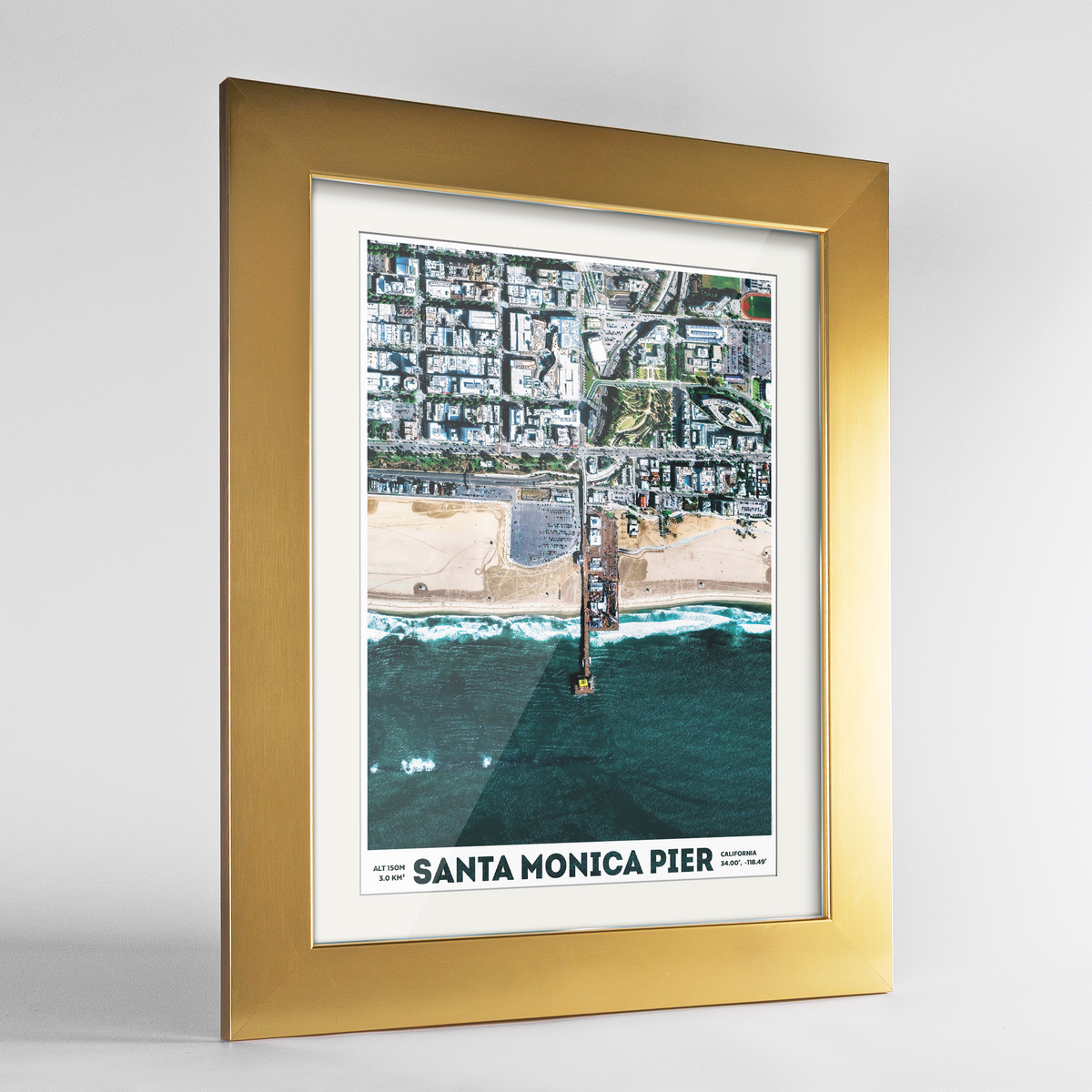Santa Monica Pier Earth Photography Art Print - Framed
