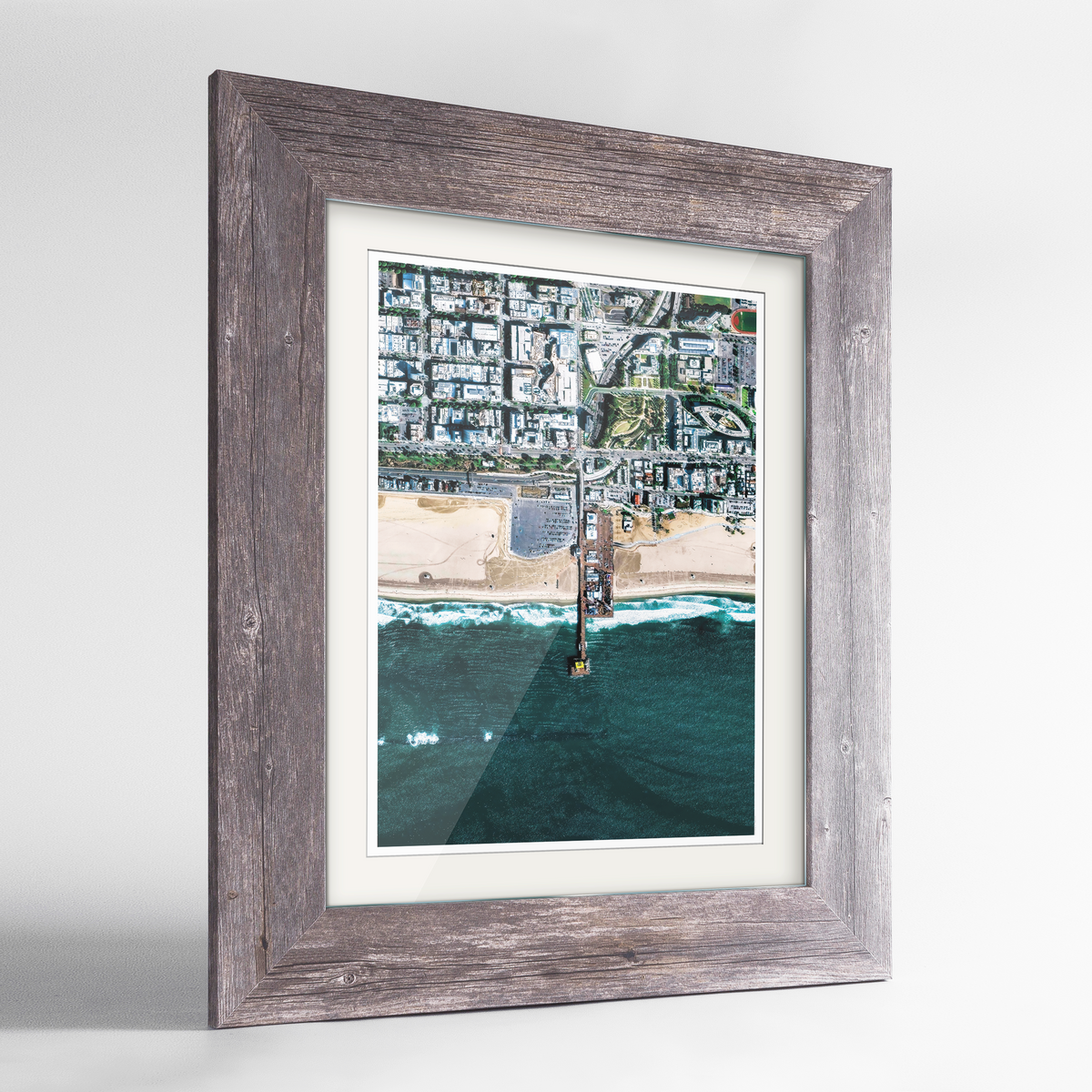 Santa Monica Pier Earth Photography Art Print - Framed