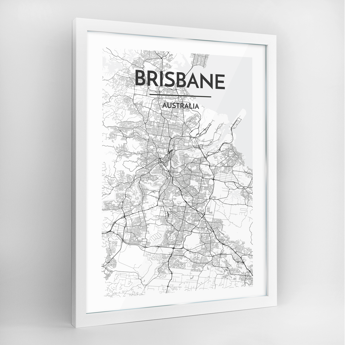 Brisbane Map Art Print - Framed