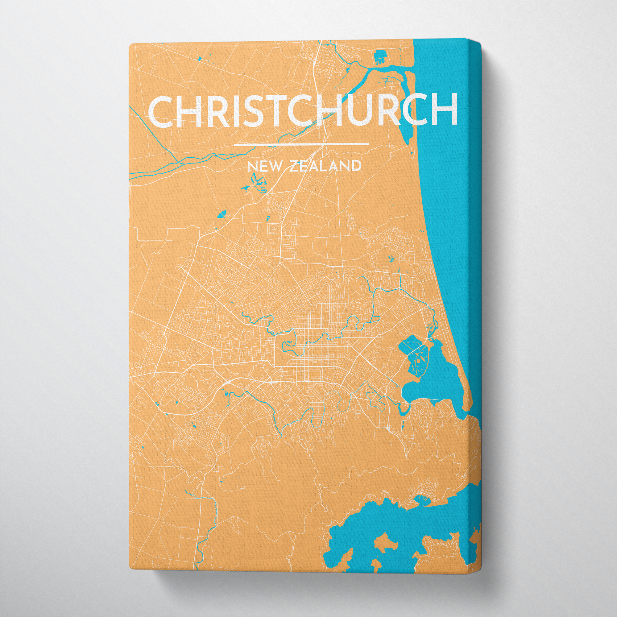Christchurch Map Canvas Wrap - Point Two Design