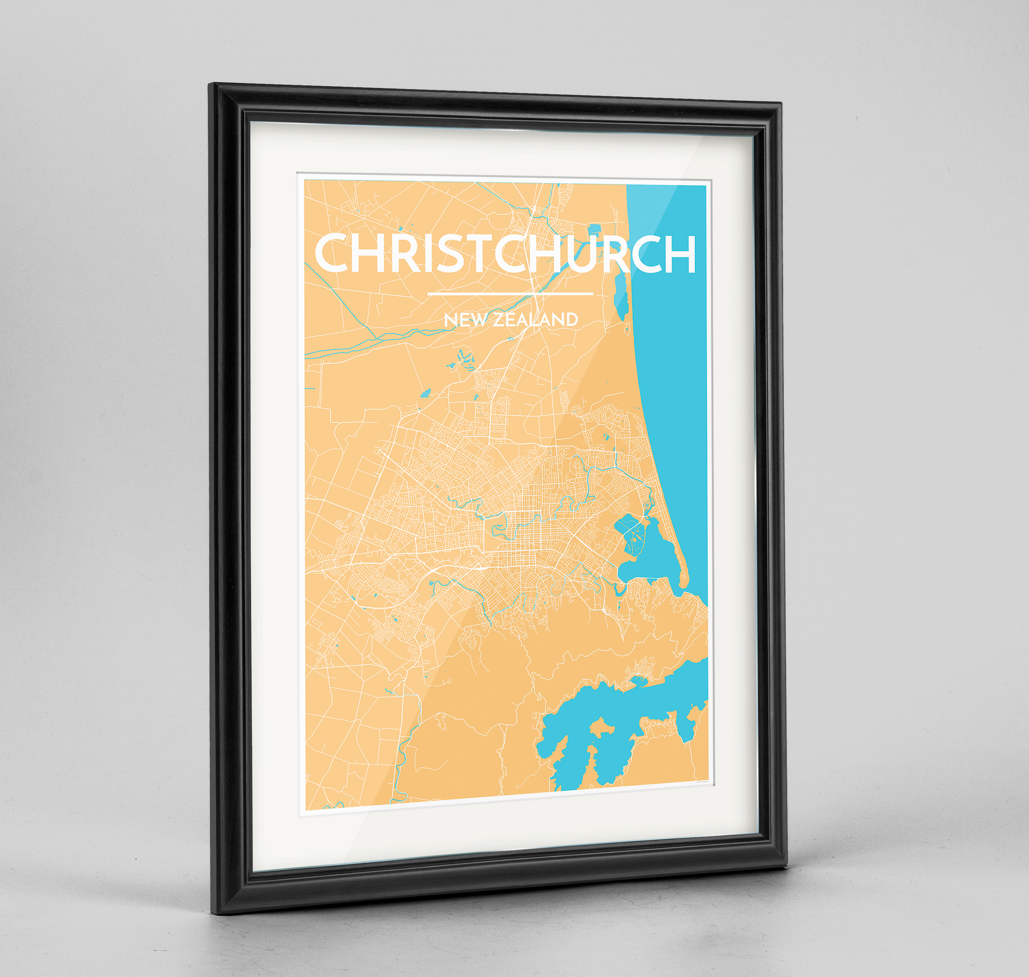 Framed Christchurch Map Art Print - Point Two Design