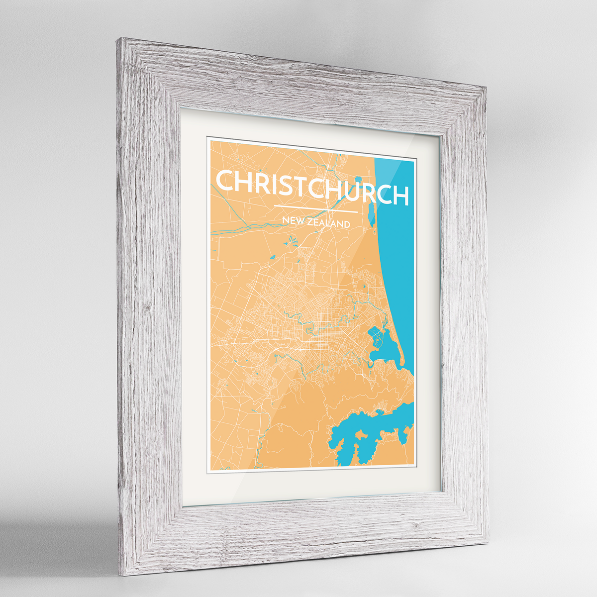 Christchurch Map Art Print - Framed