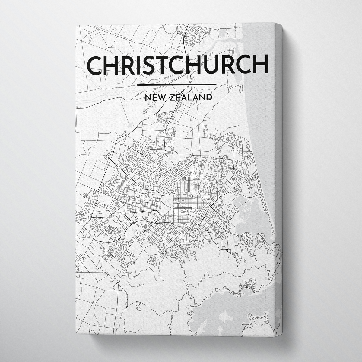 Christchurch Map Canvas Wrap - Point Two Design