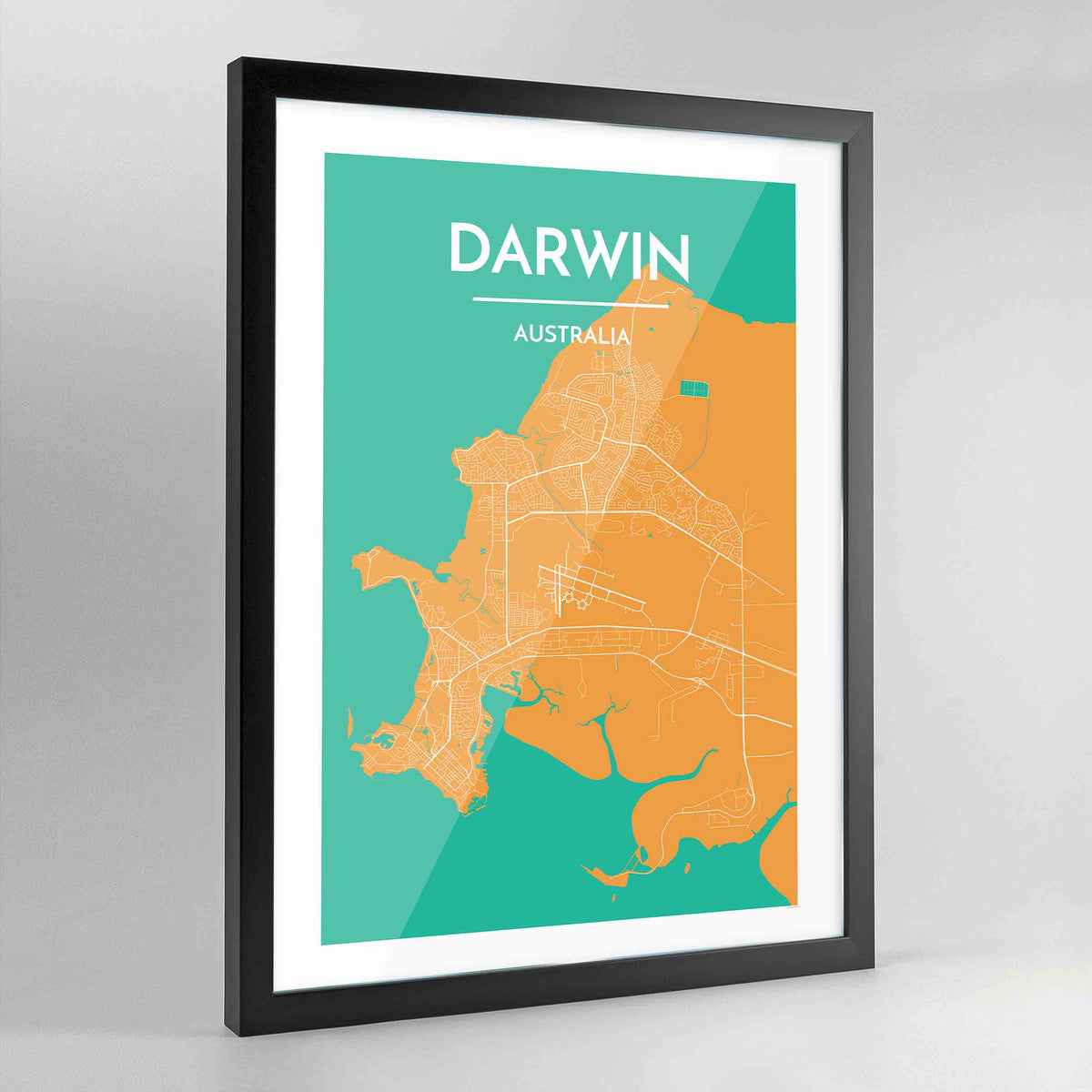 Framed Darwin Map Art Print - Point Two Design