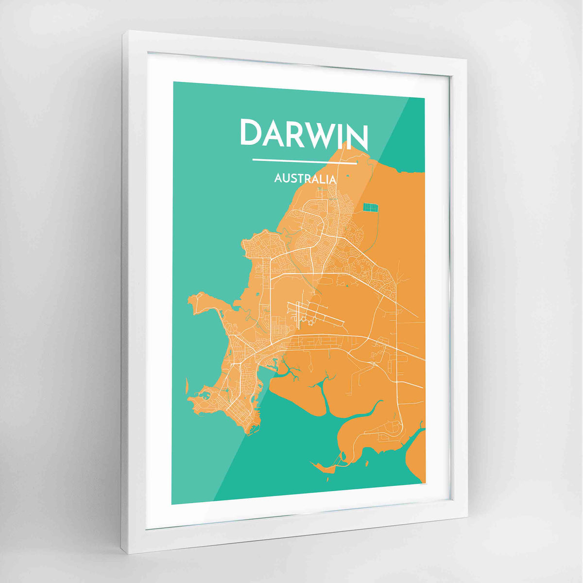 Darwin Map Art Print - Framed