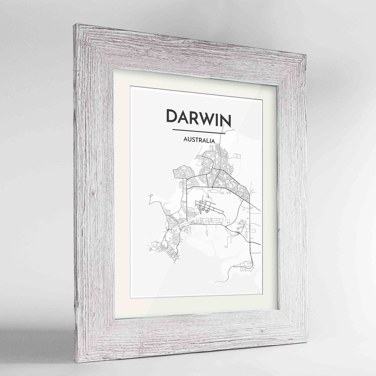 Framed Darwin Map Art Print 24x36&quot; Western White frame Point Two Design Group
