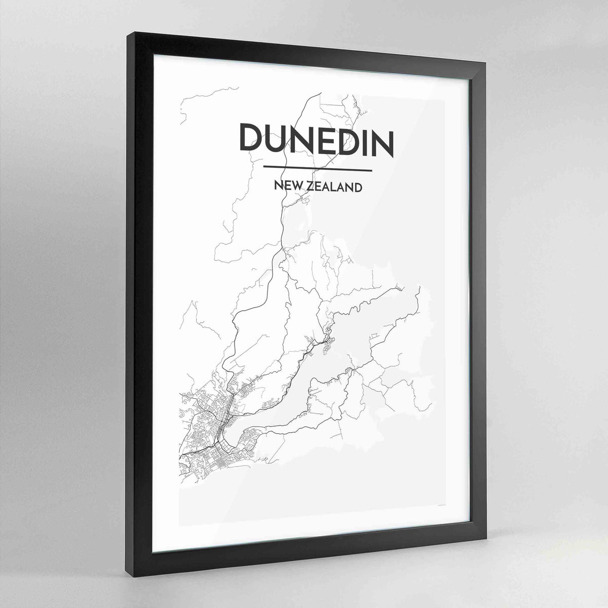 Dunedin Map Art Print - Framed