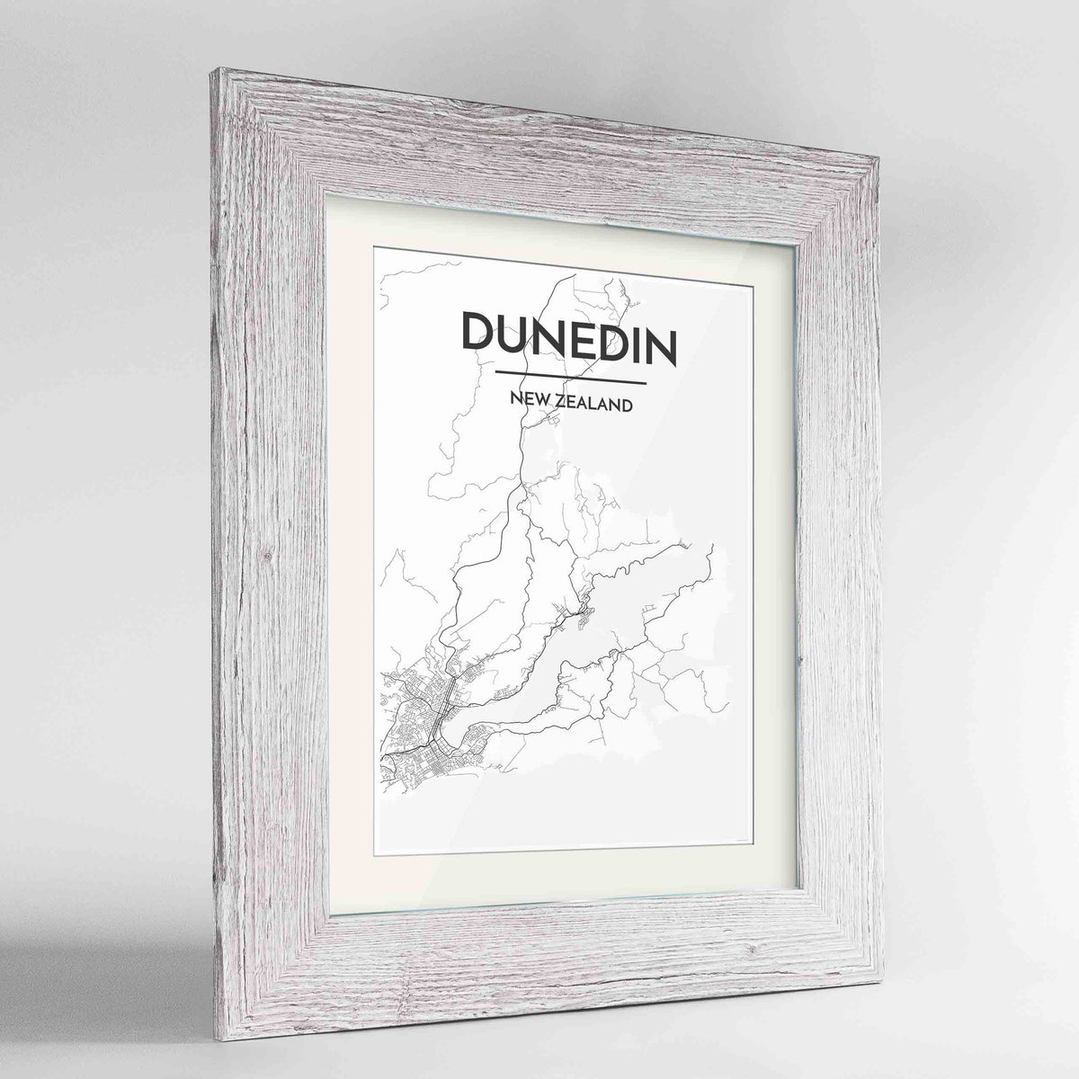 Framed Dunedin Map Art Print 24x36&quot; Western White frame Point Two Design Group
