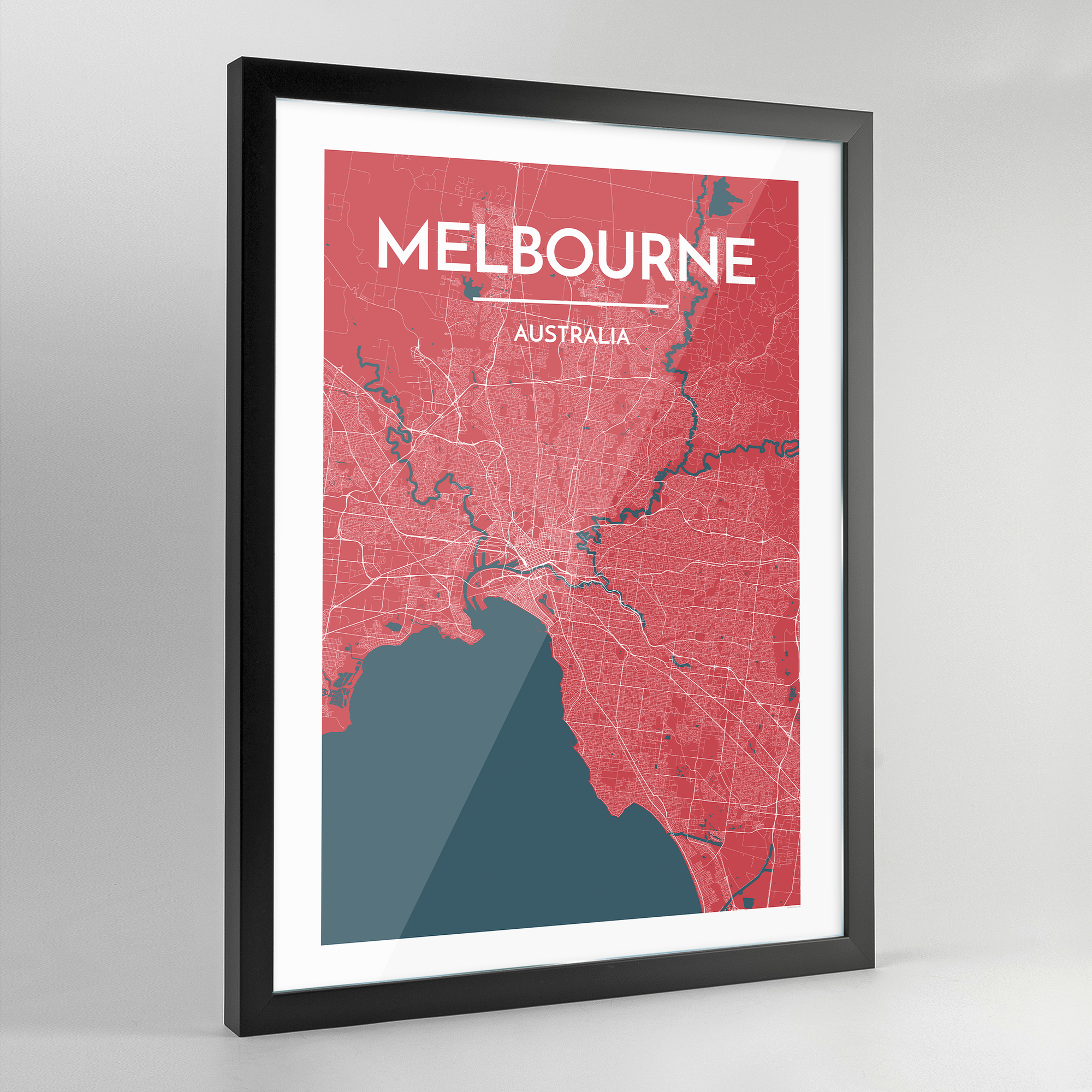 Framed Melbourne City Map Art Print - Point Two Design