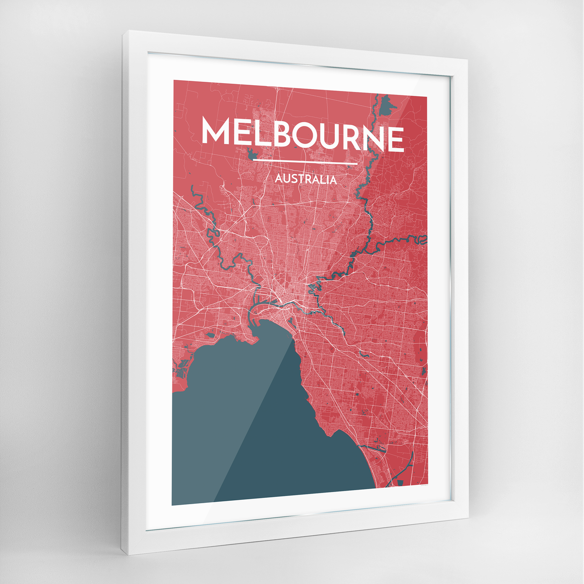 Melbourne Map Art Print - Framed