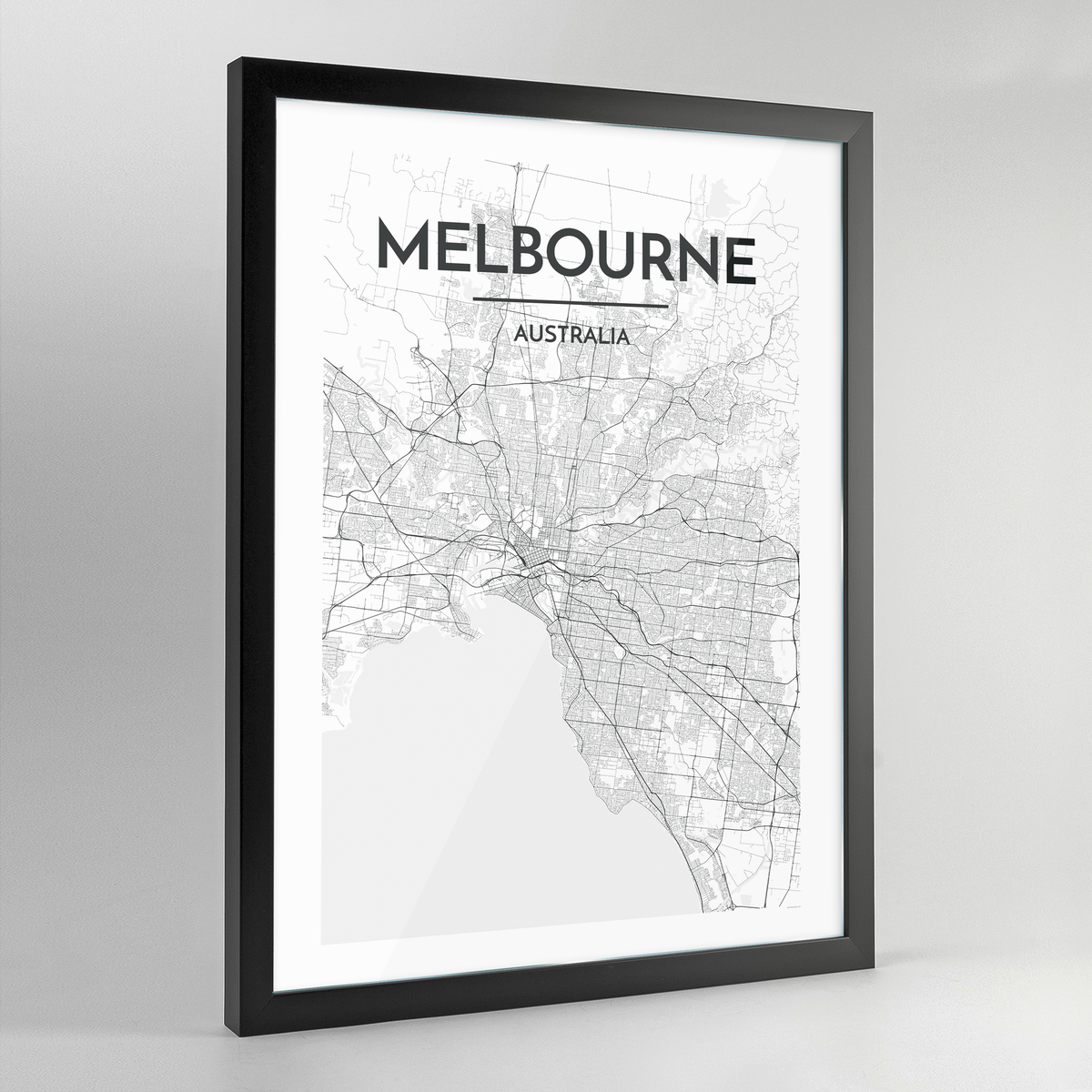 Melbourne Map Art Print - Framed