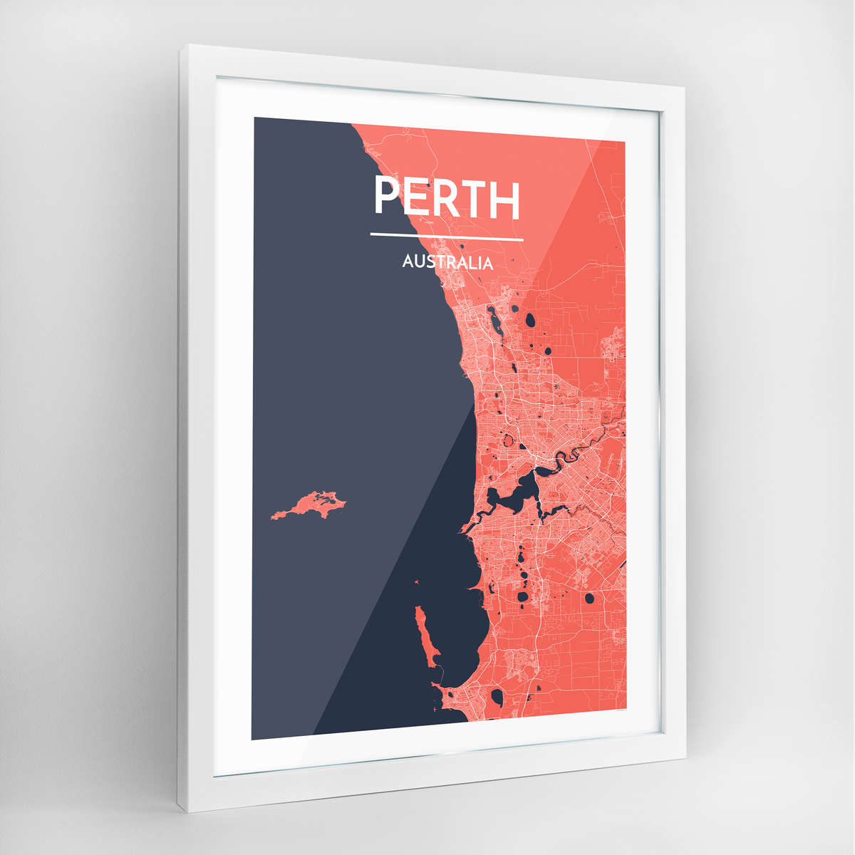 Perth Map Art Print - Framed