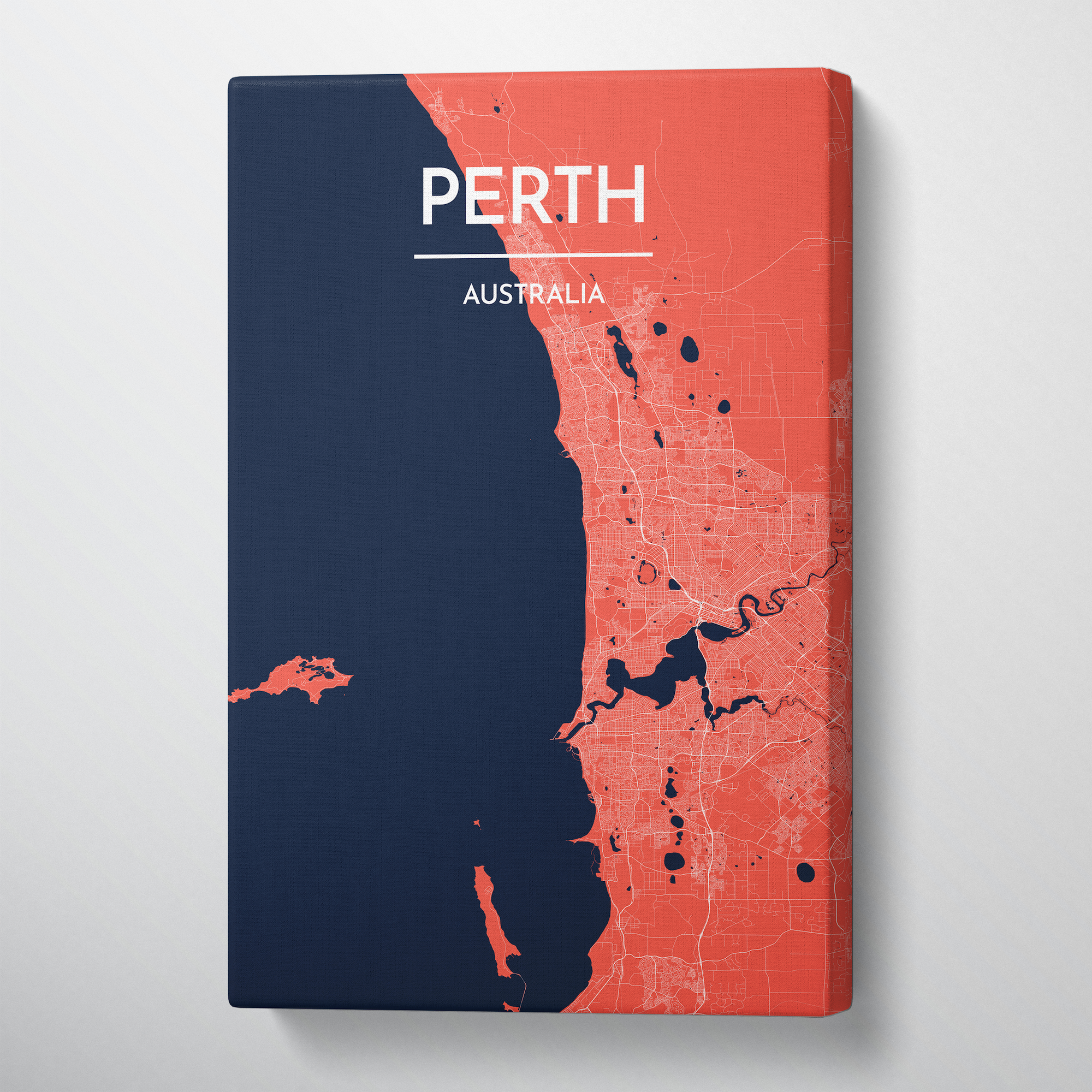 Perth City Map Canvas Wrap - Point Two Design