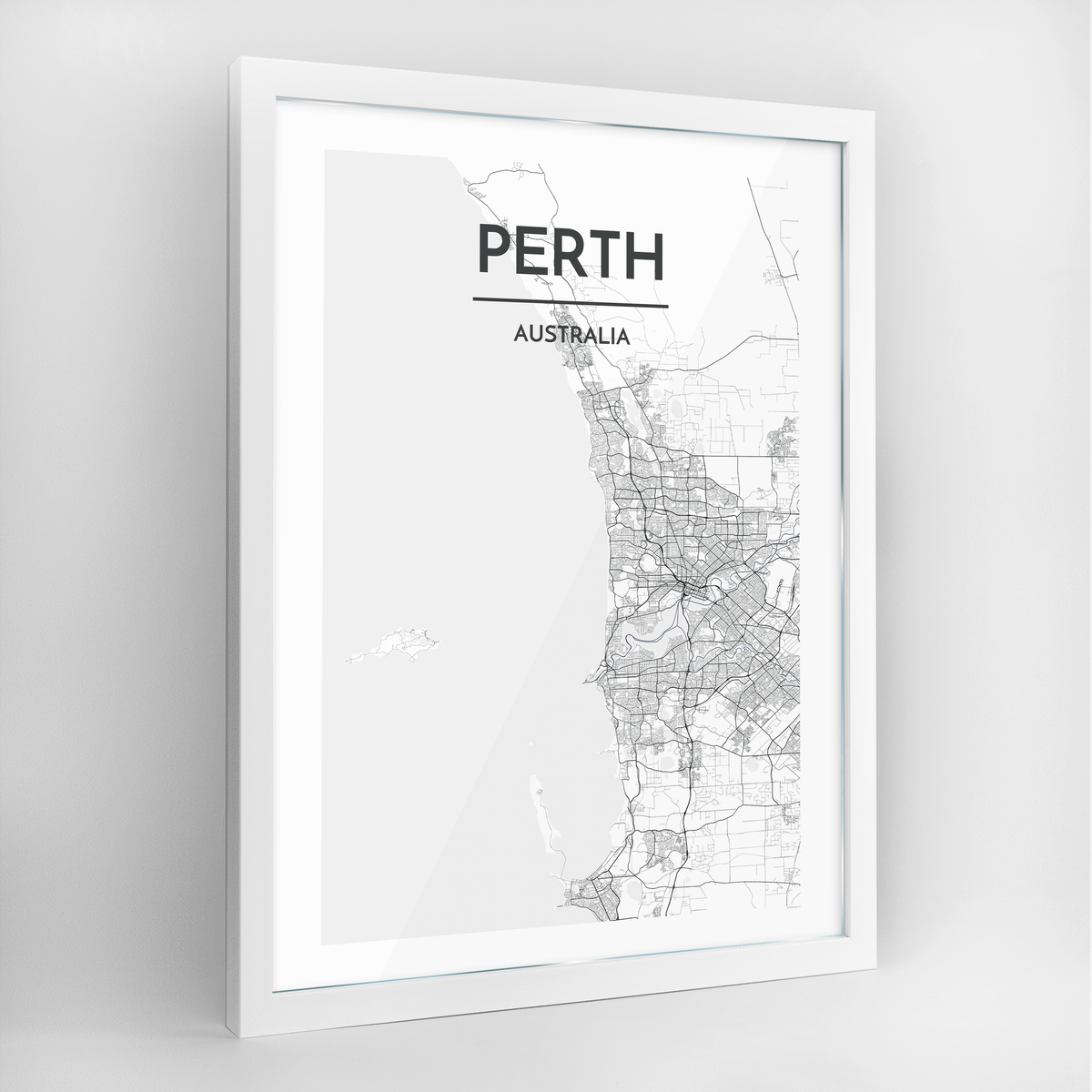 Perth Map Art Print - Framed