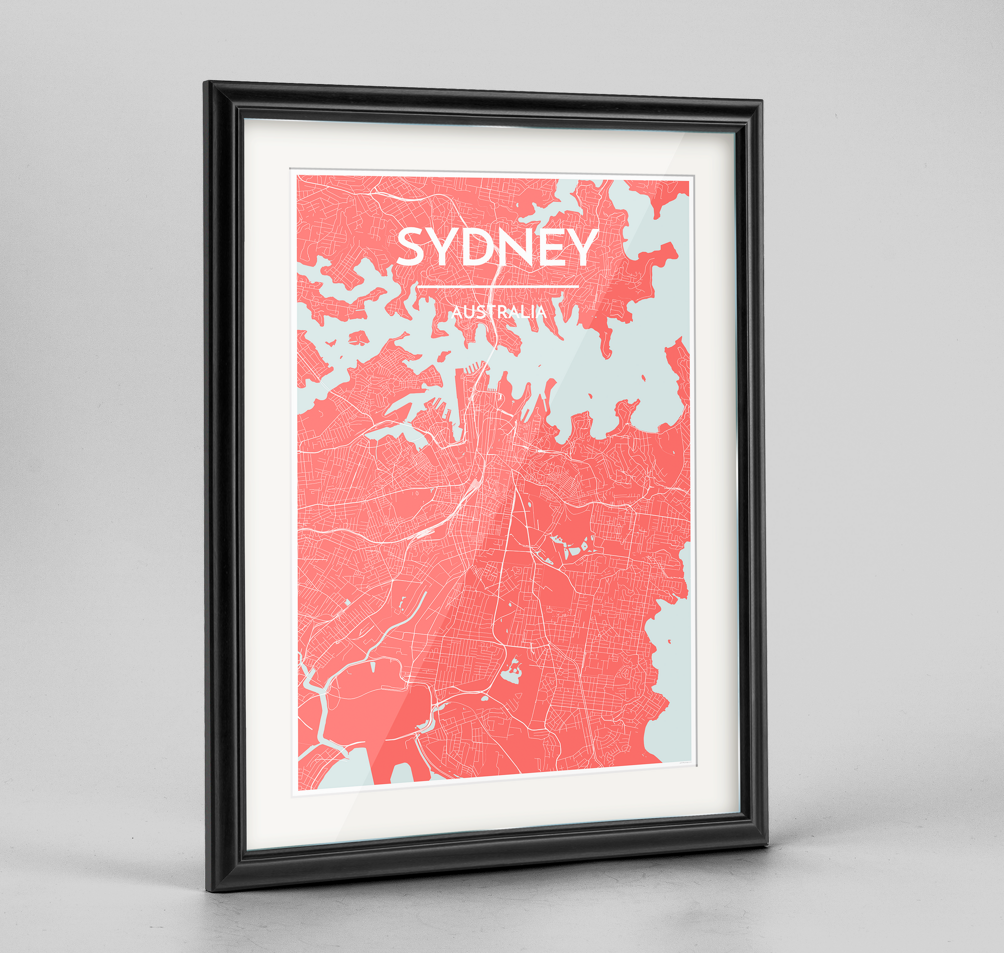 Framed Sydney City Map Art Print - Point Two Design