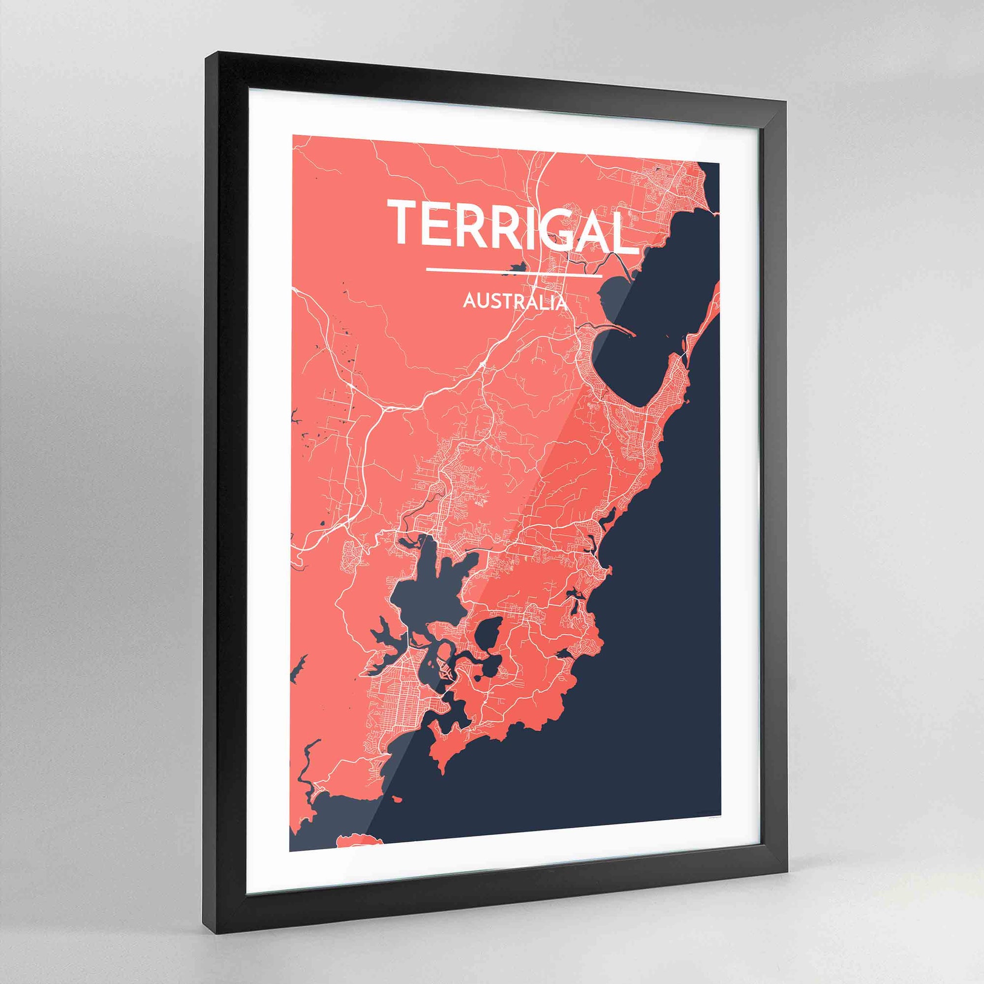 Framed Terrigal City Map Art Print - Point Two Design