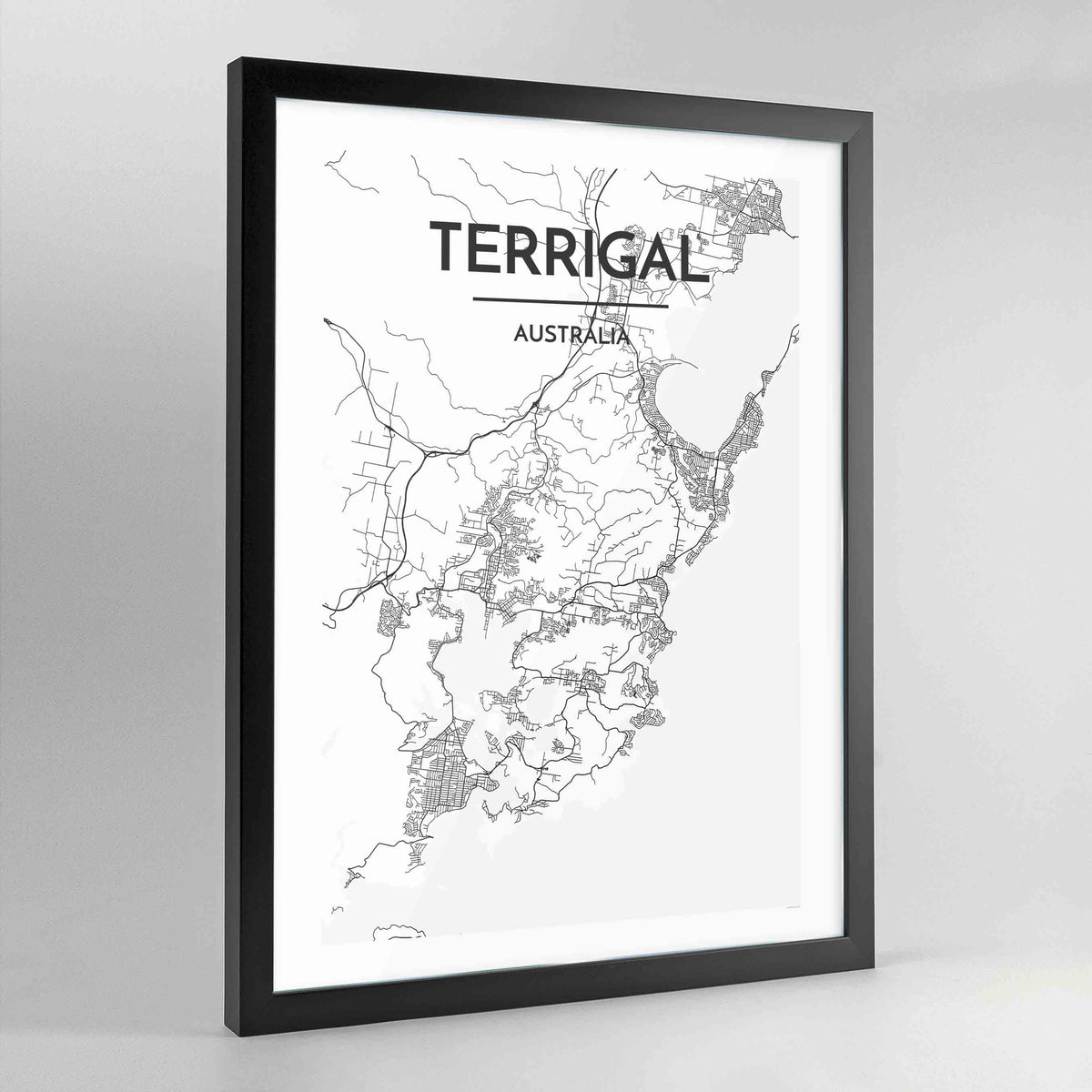 Terrigal Map Art Print - Framed