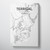 Terrigal City Map Canvas Wrap - Point Two Design - Black & White Print