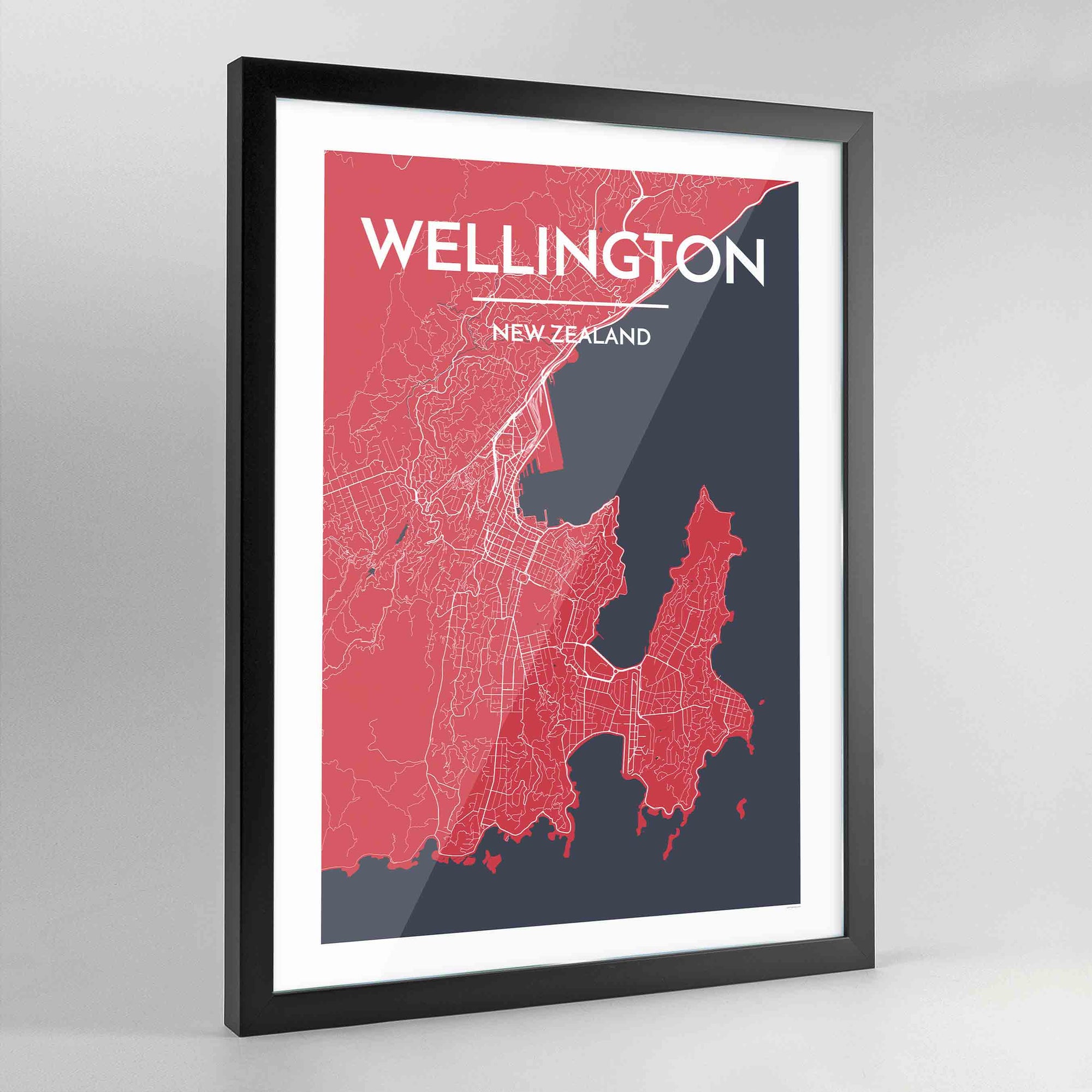 Framed Wellington City Map Art Print - Point Two Design