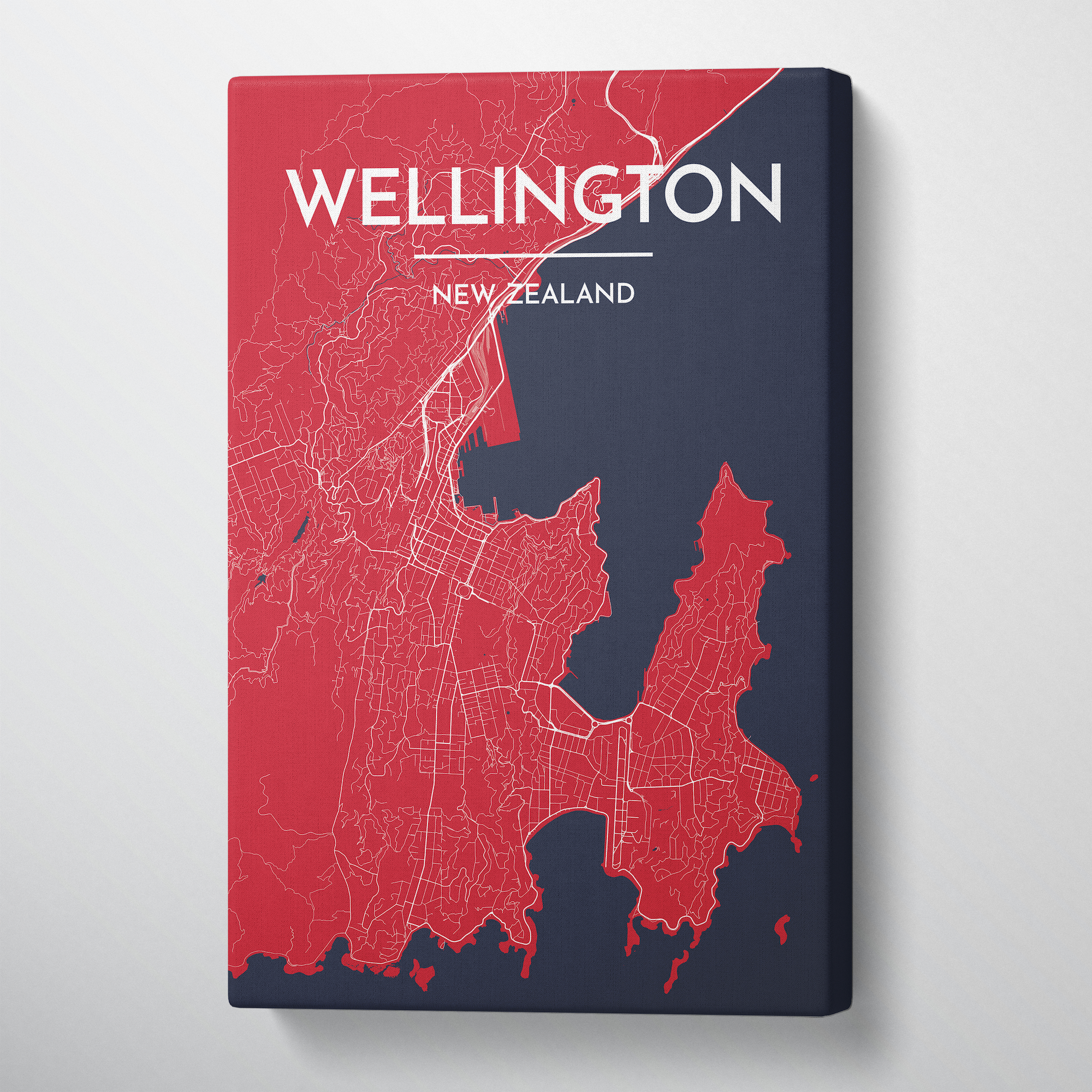 Wellington City Map Canvas Wrap - Point Two Design