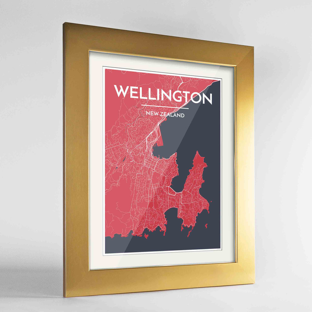 Wellington Map Art Print - Framed