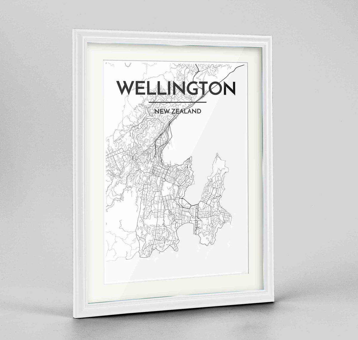 Wellington Map Art Print - Framed