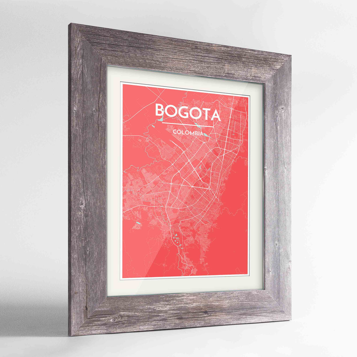 Framed Bogota Map Art Print 18x24&quot; Western Grey frame Point Two Design Group