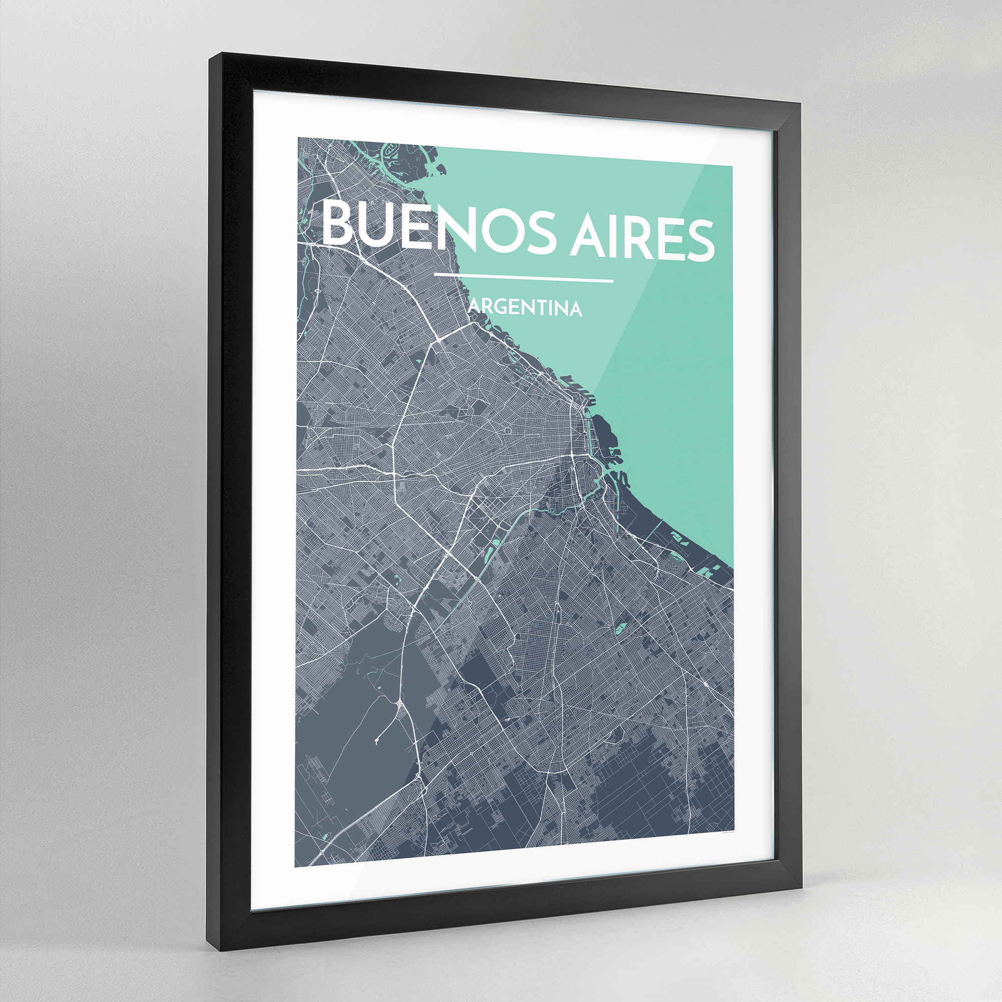 Framed Buenos Aires Map Art Print - Point Two Design