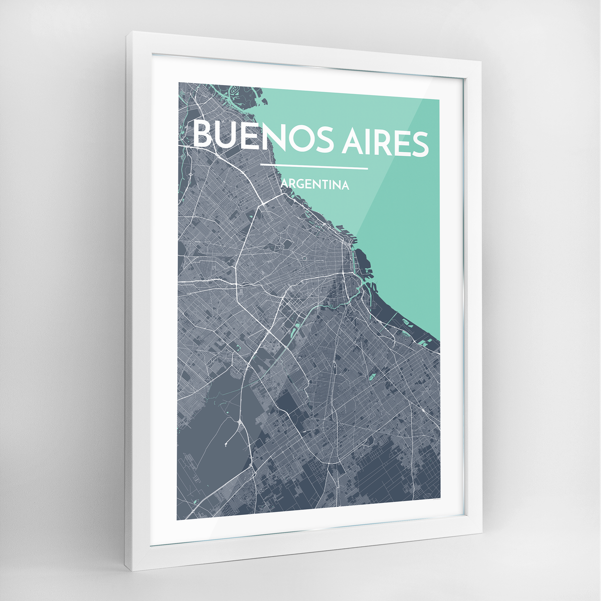 Buenos Aires Map Art Print - Framed