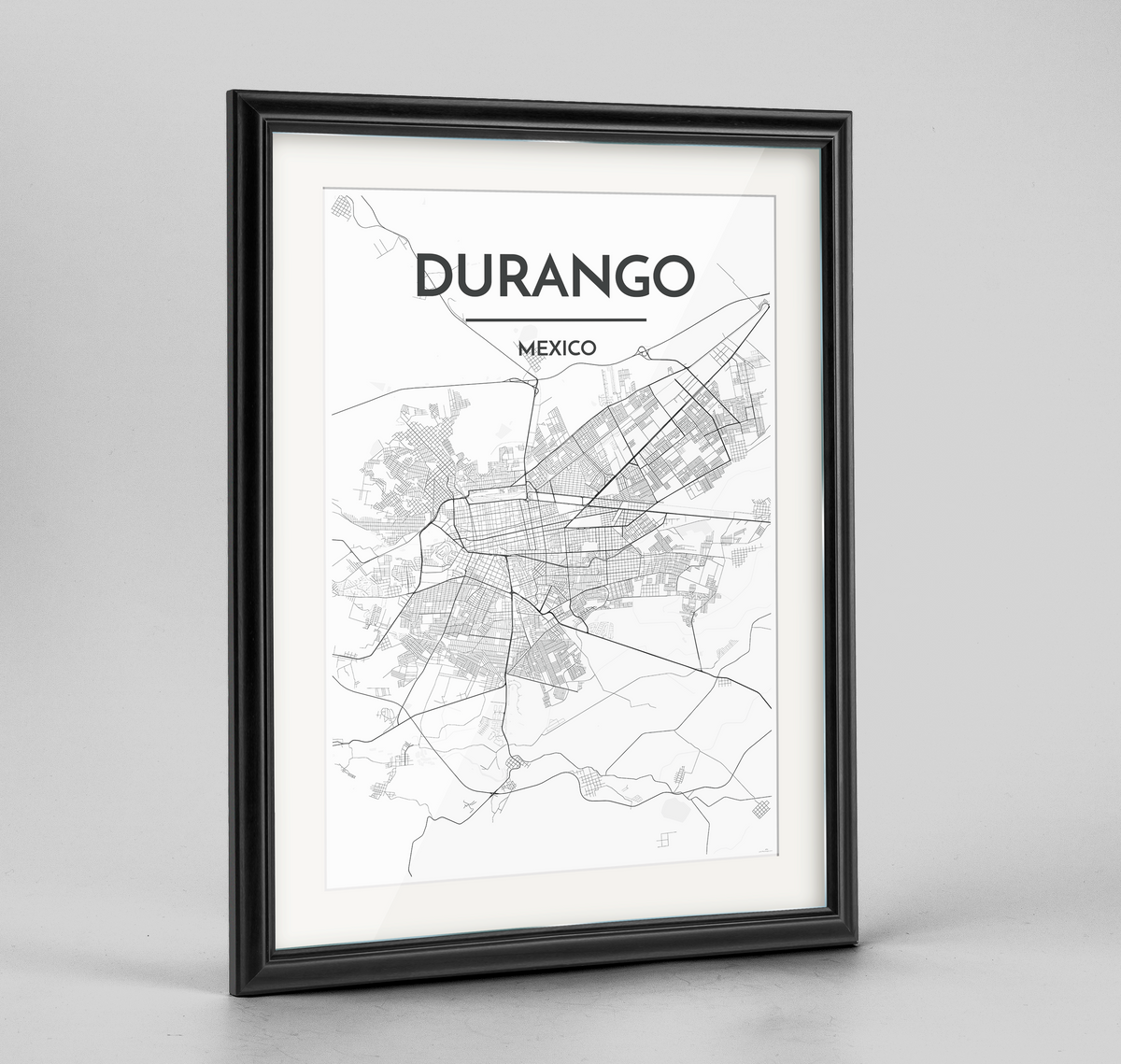 Durango Map Art Print - Framed